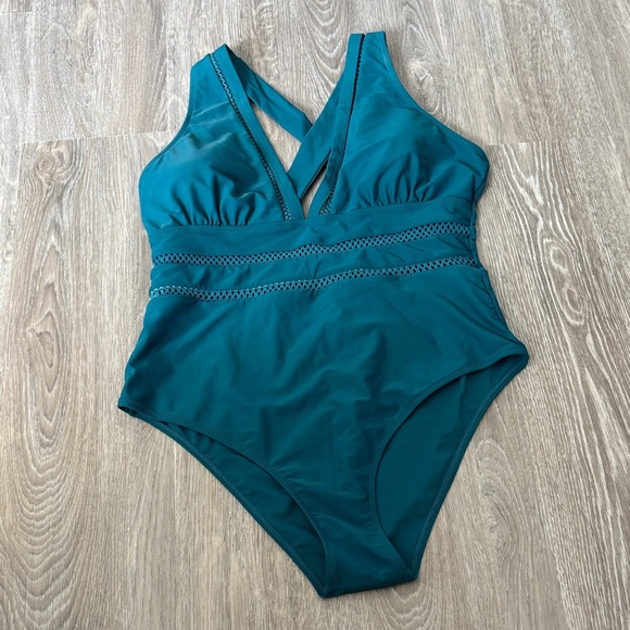 Teal Women's One-Piece Swimsuit - Picture 2 of 4